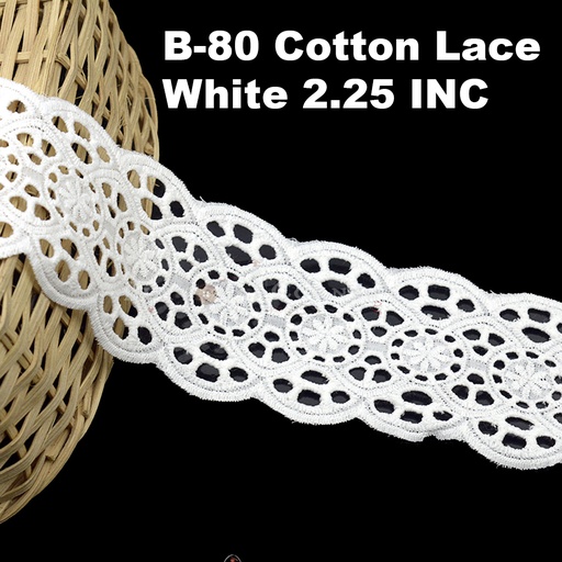 [B-80-WHITE] Cotton Double Side Border Lace