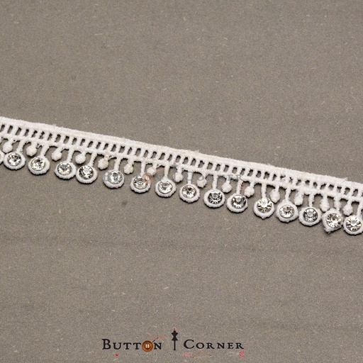 [MYB697 WHITE] One Side Border Stone Shuttle Lace