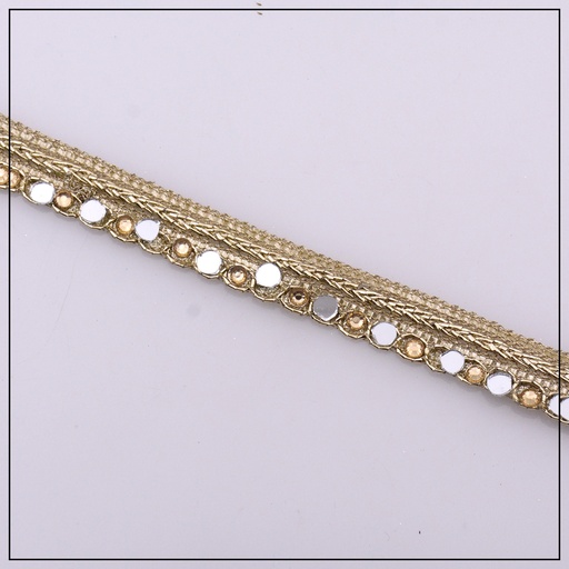 [AL964-MATT GOLD] One Side Fancy Gota Mirror Lace