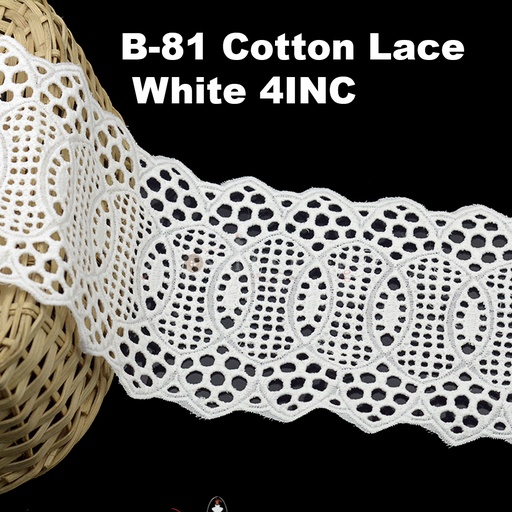 [B-81-WHITE] Cotton Double Side Border Lace