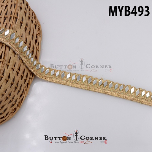 [MYB493-GOLD] Fancy Metallic Yarn Mirror Lace