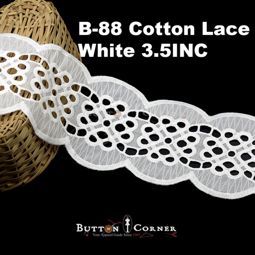 [B-88-WHITE] Cotton Double Side Border Lace