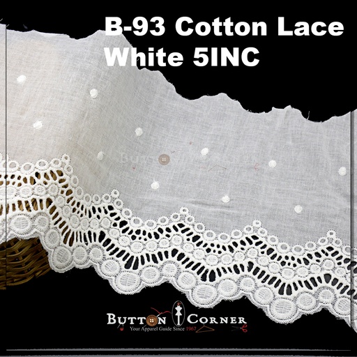 [B-93-WHITE] Cotton One Side Border Lace