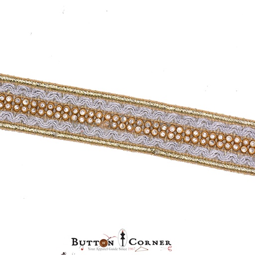 [FANL531-SILVER GOLD] Double Side Border Fancy Lace