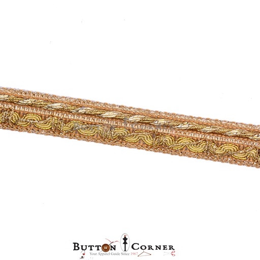 [GOTL289-GOLD] One Side Metallic Yarn Gota Lace