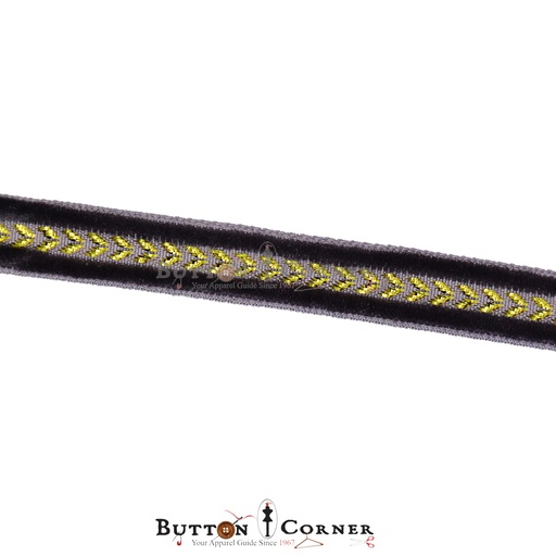 [MYB795-GREY] Double Side Border Velvet Lace