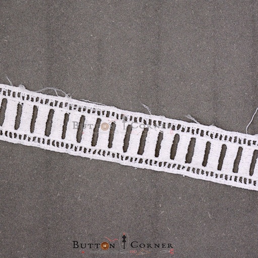 [D1847 WHITE] Double Side Border Shuttle Lace