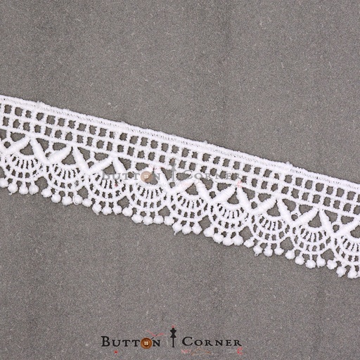 [D5975-WHITE] One Side Border Shuttle Lace