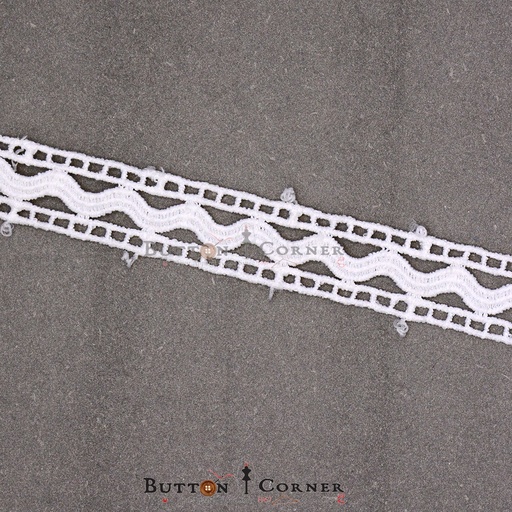 [D10971 WHITE] Double Side Border Shuttle Lace
