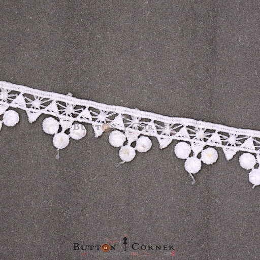 [D6432 WHITE] One Side Border Shuttle Lace
