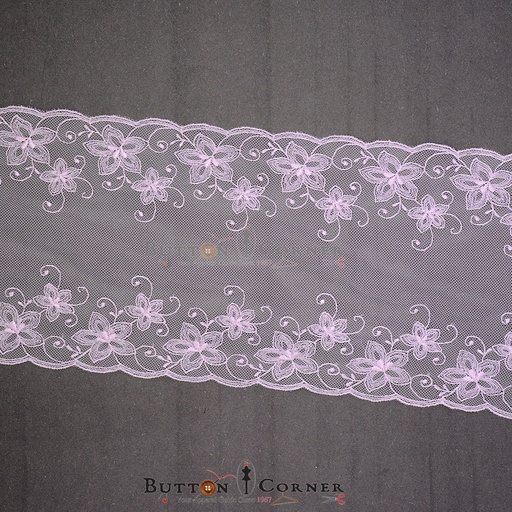 [IF50022 PINK] Double Side Border Net Lace