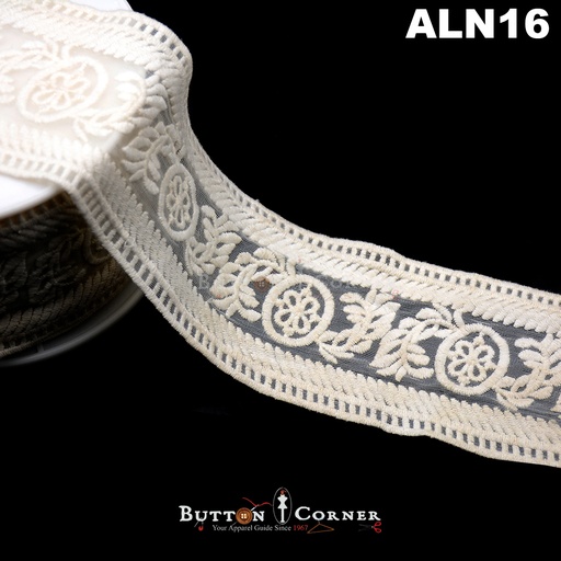 [ALN16-WHITE] Double Side Border Net Lace