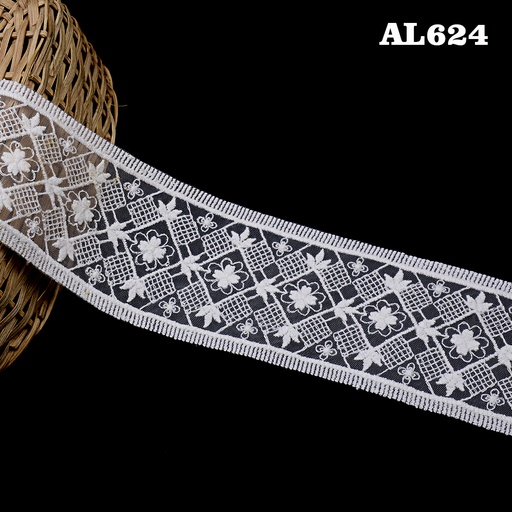 [AL624-WHITE] Double Side Border Net Lace