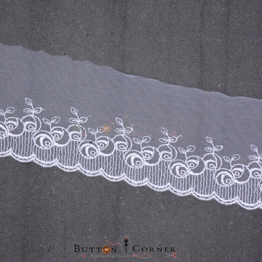 [IF1261-WHITE] One Side Border Net Lace