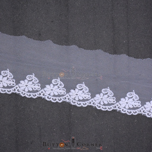 [NL189-WHITE] One Side Border Net Lace
