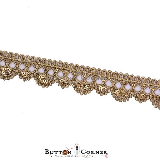 [AL935-ANTIQUE GOLD] One Side Border Fancy Sequence Lace