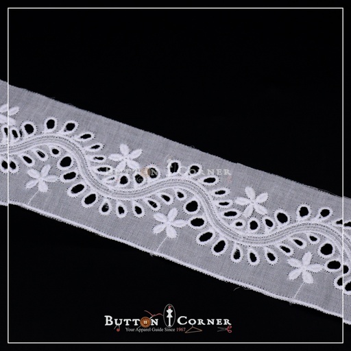 [B-60-WHITE] Double Side Border Cotton Lace