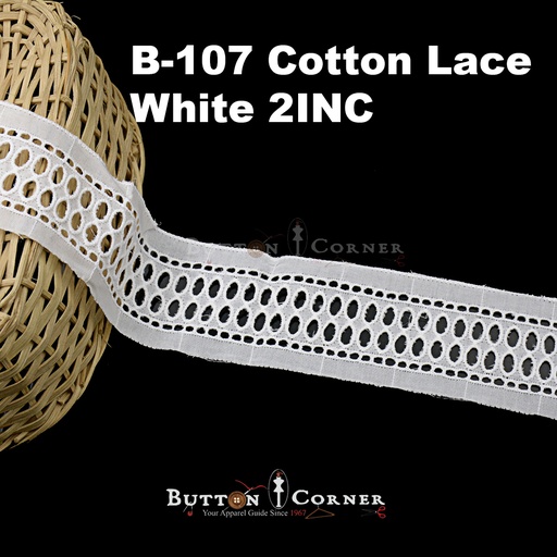[B-107-WHITE] Double Side Border Cotton Lace