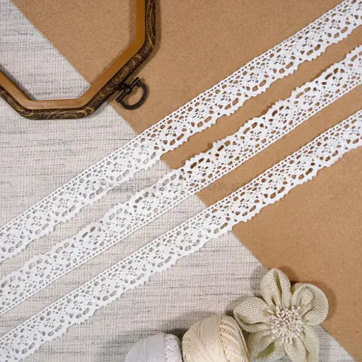 [CRL26 WHITE] One Side Border Crochet Lace