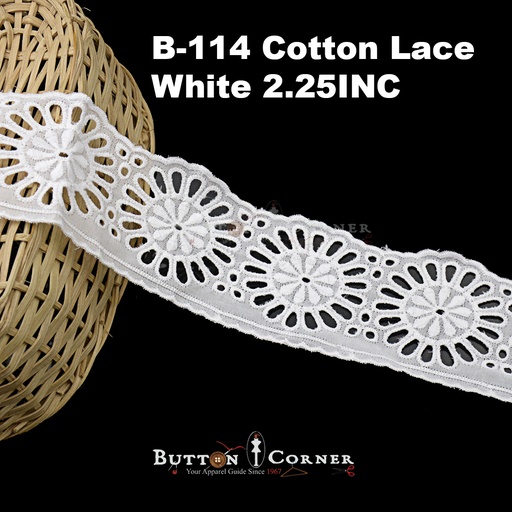[B-114-WHITE] Cotton One Side Border Lace