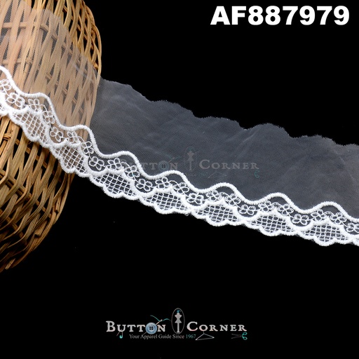 [AF887979 WHITE] One Side Zigzag Border Net Lace
