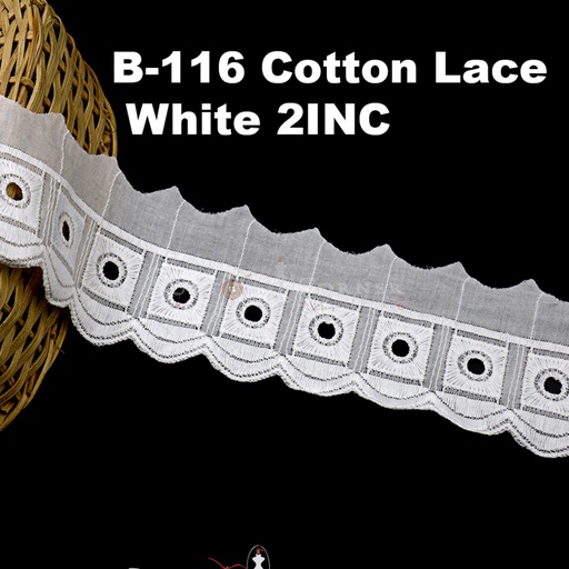 [B-116-WHITE] Cotton One Side Border Lace