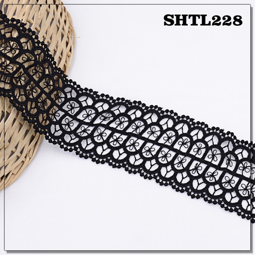 [SHTL228-BLACK] Double Side Border Shuttle Lace