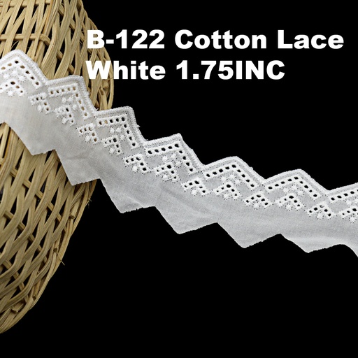 [B-122-WHITE] Cotton One Side Border Lace