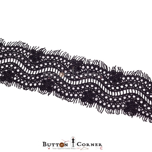 [AF773527-BLACK] Double Side Border Shuttle Lace