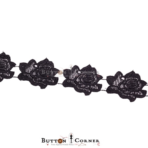 [D2685 BLACK] One Side Border Shuttle Lace