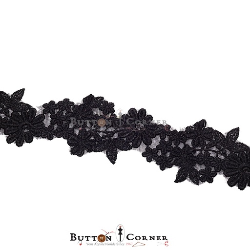 [AYL7978-BLACK] Double Side Border Shuttle Net Lace