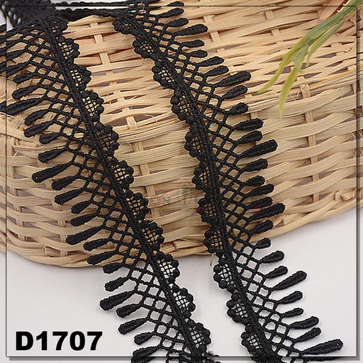 [D1707-BLACK] One Side Border Shuttle Lace