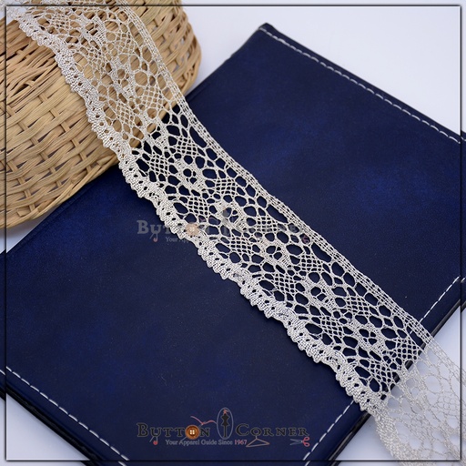[TCL41-SILVER] One Side Border Metallic Yarn Lace