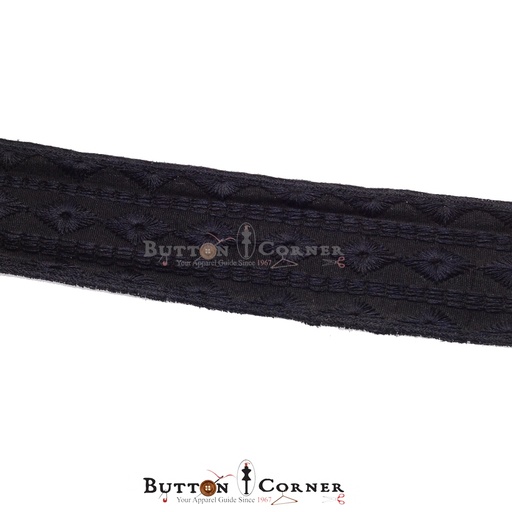 [EML229-BLACK] One Side Border Embroidery Lace