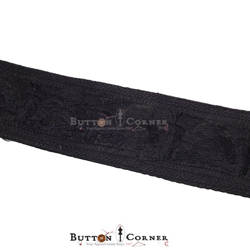 [EML218-BLACK] Double Side Border Embroidery Lace