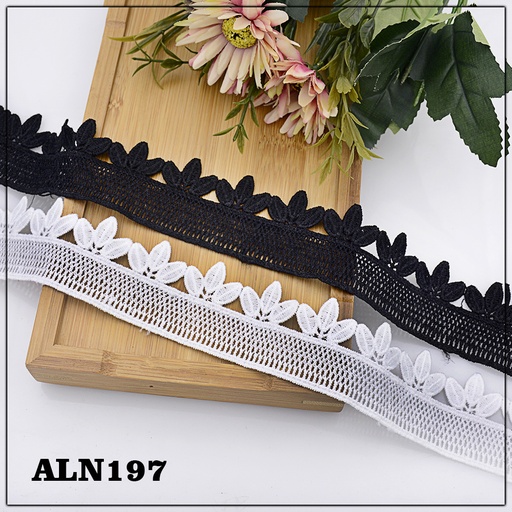 [ALN197-BLACK] One Side Border Shuttle Lace