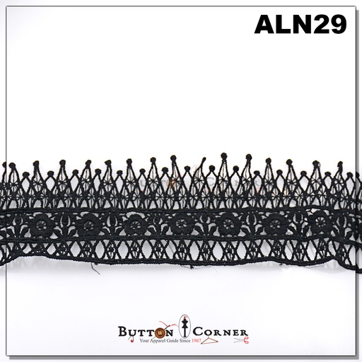 [ALN29-BLACK] One Side Border Shuttle Lace