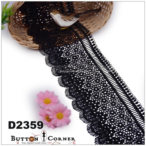 [D2359-BLACK] One Side Border Shuttle Lace