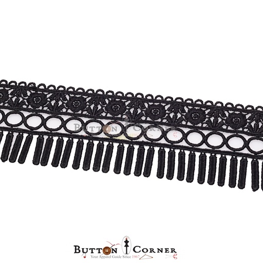 [AYA2234-BLACK] One Sided Border Shuttle Lace