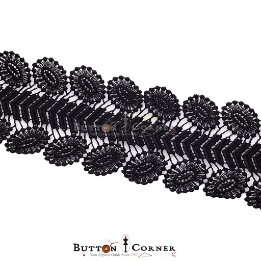 [AL538 BLACK] Double Side Border Shuttle Lace