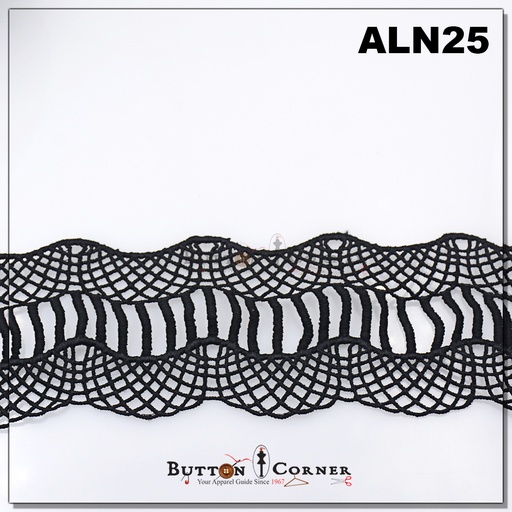 [ALN25-BLACK] Double Side Border Shuttle Lace