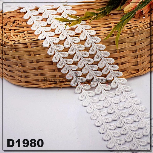 [D1980-WHITE] Double Side Border Shuttle Lace