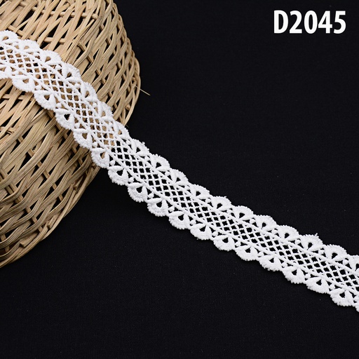 [D2045-WHITE] Double Side Border Shuttle Lace