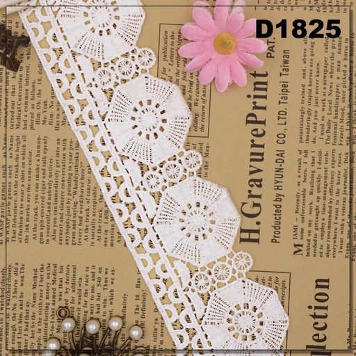[D1825 WHITE] One Side Border Shuttle Lace