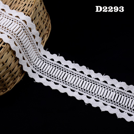 [D2293-WHITE] Double Side Border Shuttle Lace