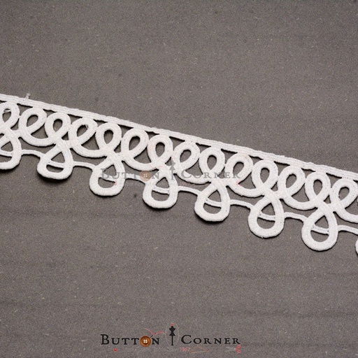 [D10870 WHITE] One Side Border Shuttle Lace