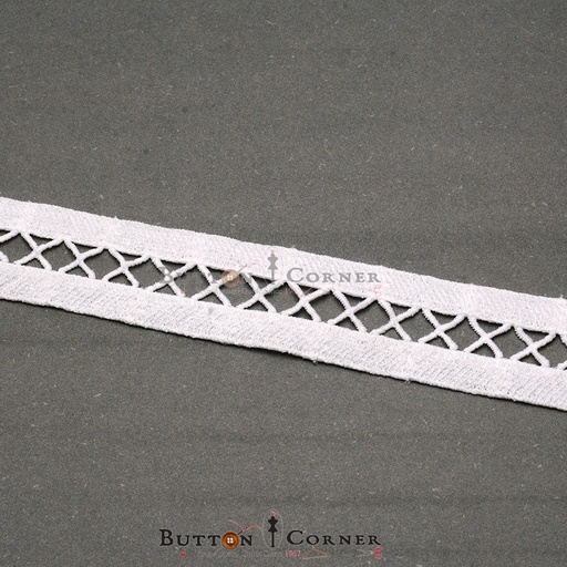 [D10972 WHITE] Double Side Border Shuttle Lace