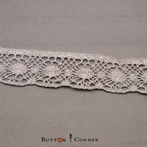 [TCL53-SILVER] One Side Border Metallic Yarn Lace