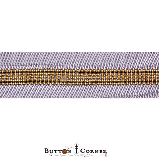 [NL136-BLACK GOLD] Double Side Border Pearl Net Lace