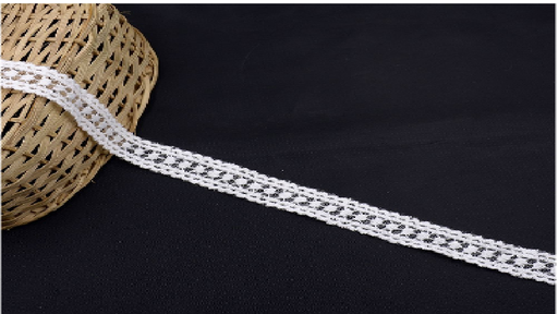 [AF5125-WHITE] Double Side Border Shuttle Net Lace